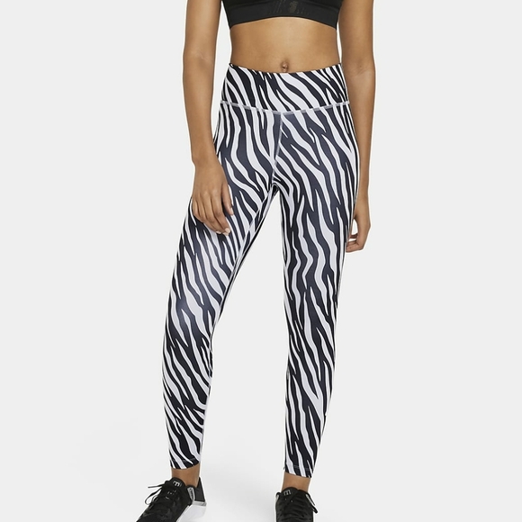 Womens Nike One Icon Print Crop Tights NEW Leggings - Picture 1 of 7